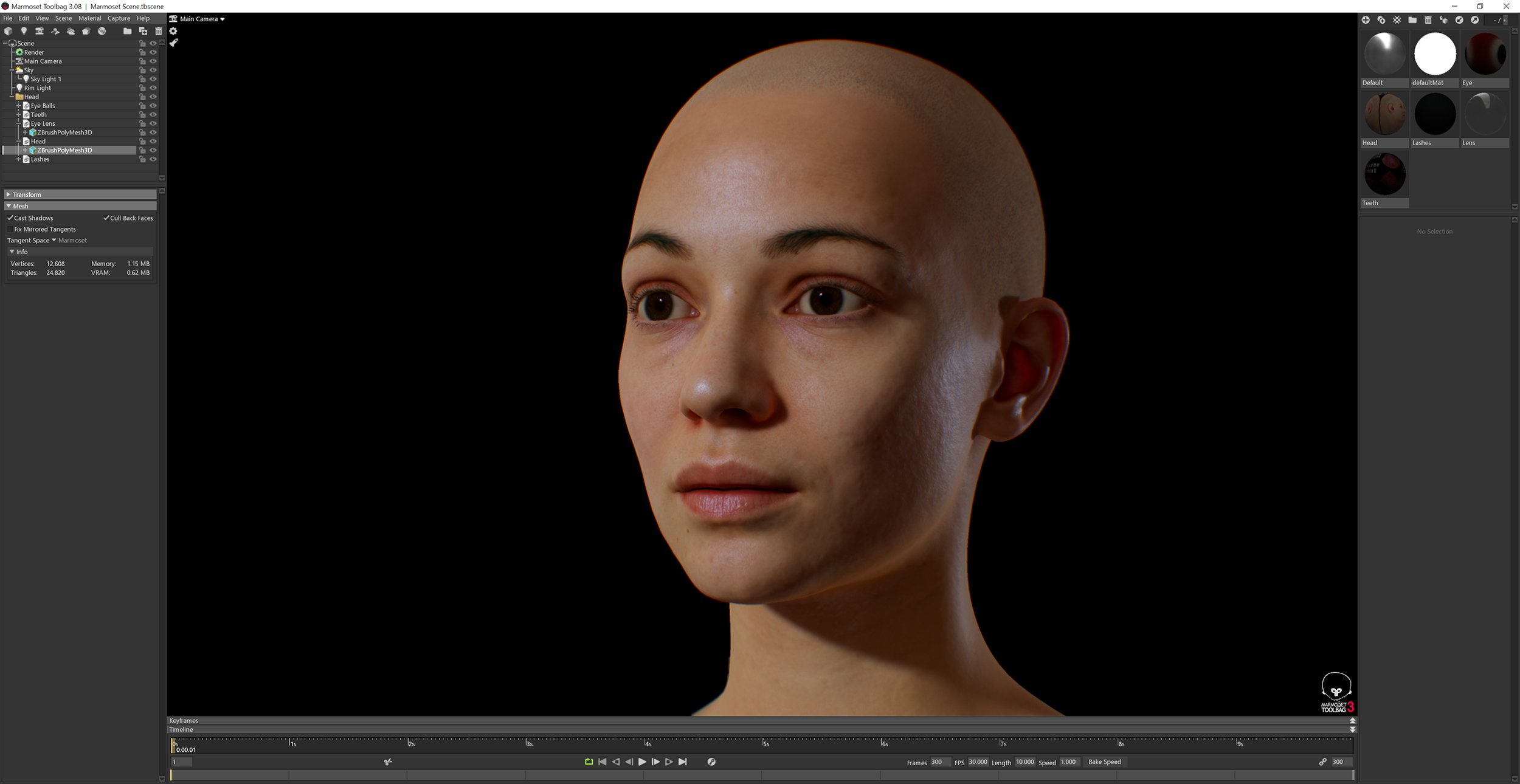 download realtime head 3d scan female 